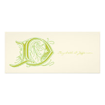 Monograma verde oliva de la letra D del Flourish Comunicados Personalizados