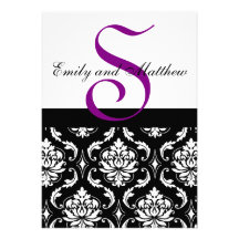Monogramas negros de la púrpura de las invitacione comunicados personalizados