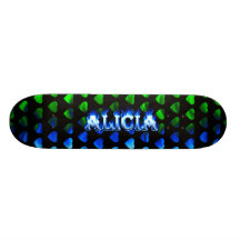 Monopatín azul de Skatersollie del fuego de Alicia