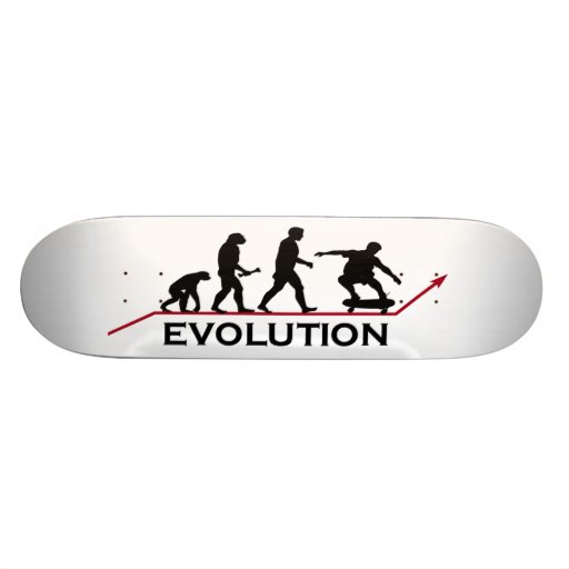 Monopatín de la evolución que anda en monopatín