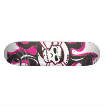 Monopatín del cráneo (rosa y negro)