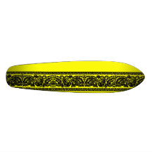 Monopatín negro y amarillo Oldschool de Paisley
