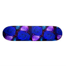 Monopatín púrpura azul de los rosas - personalizab