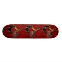 Monopatín rojo del pavo real de la pasión