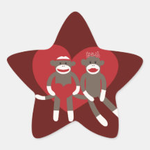 Monos del calcetín en regalos del el día de San Va Calcomanías Forma De Estrella Personalizadas