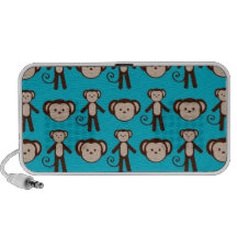 Monos lindos en azul sistema altavoz