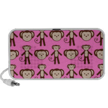 Monos lindos en rosa PC altavoces