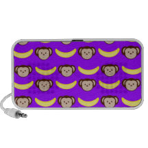 Monos y plátanos en púrpura iPhone altavoz
