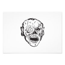 Monstruo de la cara del cráneo del zombi invitaciones personales 