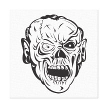 Monstruo de la cara del cráneo del zombi impresiones en lona estiradas