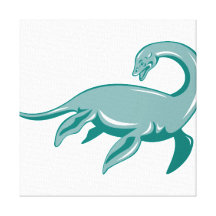 Monstruo de Loch Ness retro Impresión En Lona Estirada