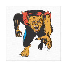 Monstruo del hombre lobo lona envuelta para galerías