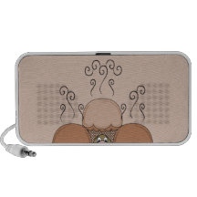Monstruo lindo con las magdalenas heladas naranja laptop altavoces