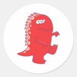 monstruo observado de Dino del rojo tres Pegatina Redonda