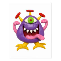 Monstruo púrpura torpe tarjeta postal