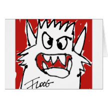 Monstruo rojo del dibujo animado tarjetas