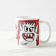 Monstruo rojo del dibujo animado taza de café
