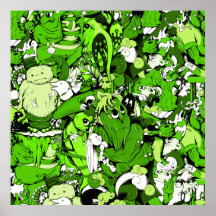 Monstruos y zombis verdes frescos posters