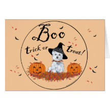 Montaña Terrier blanco del oeste Halloween Tarjeta