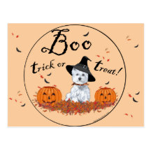 Montaña Terrier blanco del oeste Halloween Tarjeta Postal