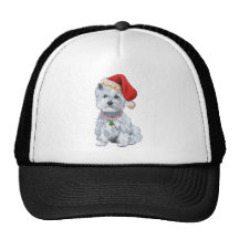 Montaña Terrier blanco del oeste Papá Noel Gorras