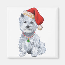 Montaña Terrier blanco del oeste Papá Noel Imanes De Nevera