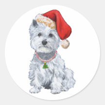 Montaña Terrier blanco del oeste Papá Noel Etiquetas