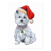 Montaña Terrier blanco del oeste Papá Noel Postal