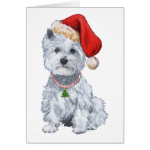 Montaña Terrier blanco del oeste Papá Noel Tarjetón