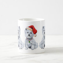 Montaña Terrier blanco del oeste Papá Noel Taza De Café