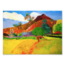 Montañas de Gauguin en la impresión de la foto de 