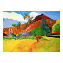 Montañas de Gauguin en las invitaciones de Tahití Anuncios
