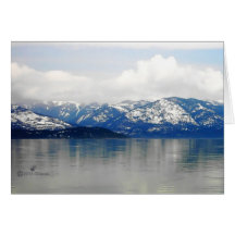 Montañas por el lago tarjeta