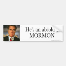Mormón Anti-Romney del absoluto del pegatina Etiqueta De Parachoque
