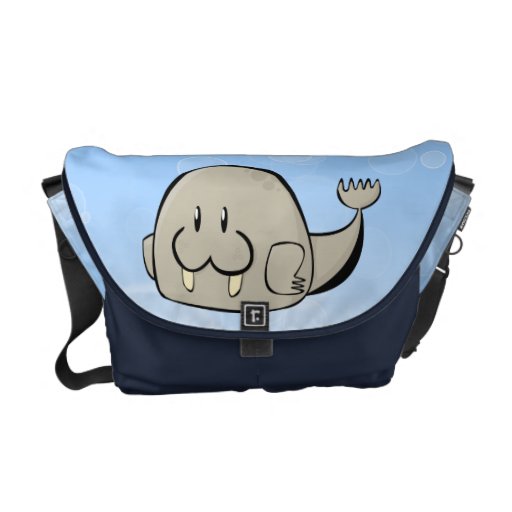Morsa del dibujo animado bolsa de mensajeria 