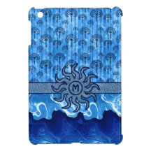 Mosaico azul abstracto de las olas oceánicas de la iPad mini funda