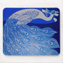 Mosaico azul del pavo real tapetes de ratón