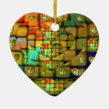 Mosaico de cristal coloreado del corazón ornamento de navidad