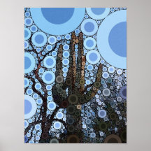Mosaico del círculo concéntrico del cactus del Sag Posters