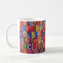 Mosaico moderno fresco de la letra tazas de café