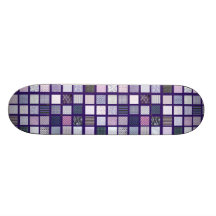Mosaico púrpura y blanco tabla de skate