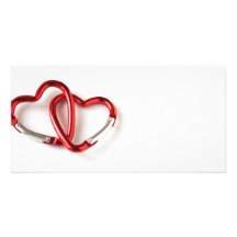 Mosquetones entrelazados del corazón tarjetas fotográficas 