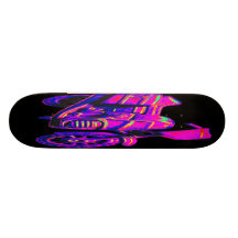 Moto, rosa en la parte posterior del negro patineta personalizada