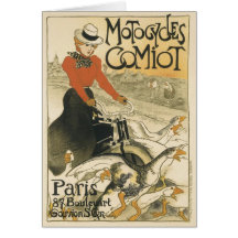 Motocycles Comiot de Theophile-Alejandro Steinlen Felicitación