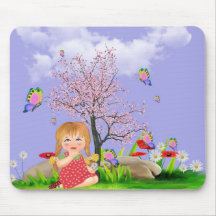 Mousepad, chica en el campo