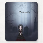 Mousepad con el chica espeluznante del gótico en c