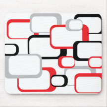 Mousepad cuadrado retro negro y gris rojo