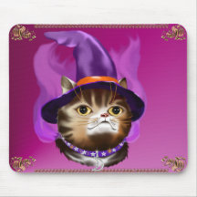 Mousepad de la cara del gato de la bruja tapetes de ratón