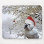 Mousepad del dogo del navidad blanco tapete de raton