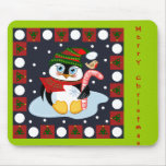 Mousepad lindo del navidad con el pingüino, el pet